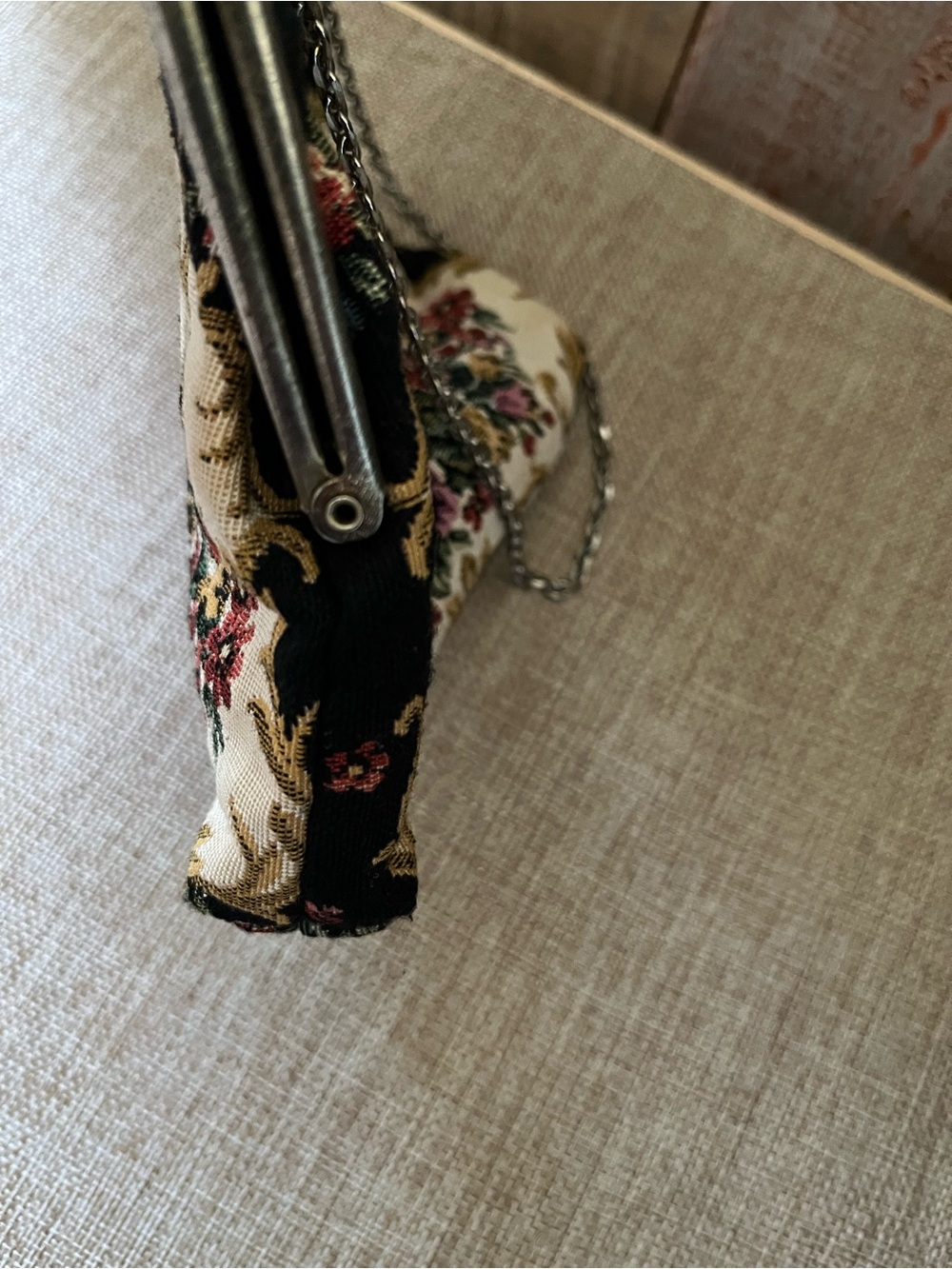 Vintage Floral Tapestry Evening Clutch - Pink, Cream & Black - Picture 5 of 6
